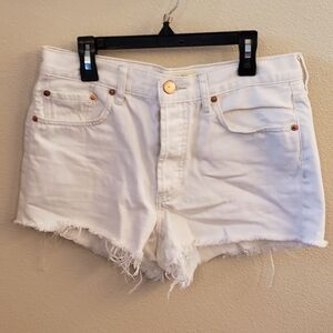 We The Free White Frayed Hem Jean Shorts